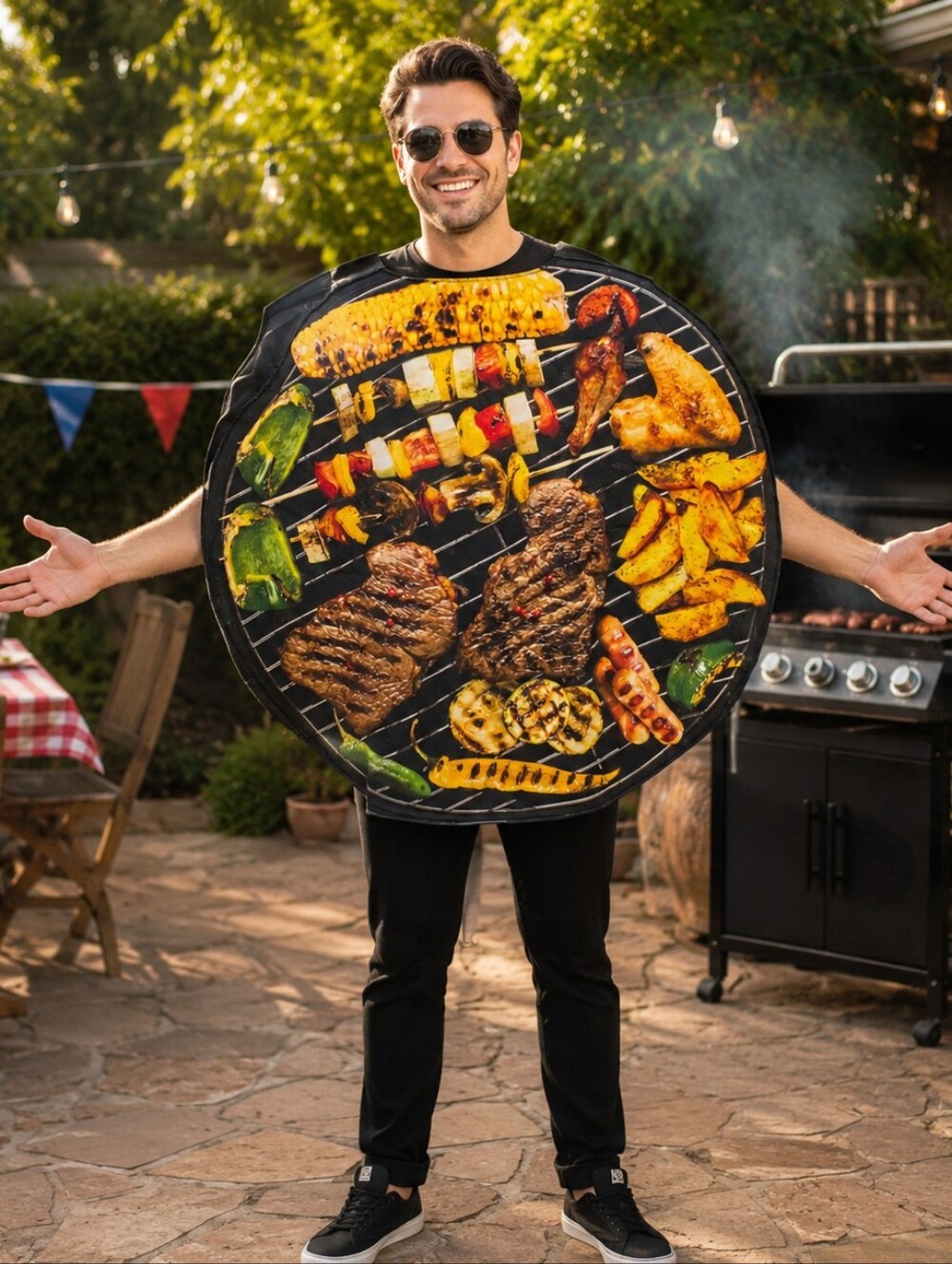 EraSpooky BBQ Grill Costume Adult One Size Funny Food Barbecue Halloween Tunic